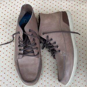 Brown Leather High-Top Sneakers